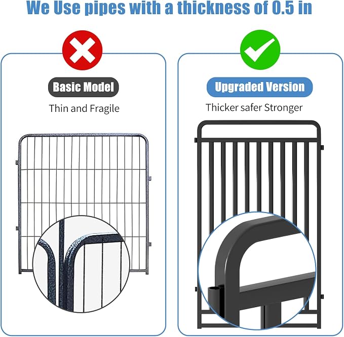 New Thickened Version Dog Playpen, 43 Inch Dog Fences for The Yard, Portable Outdoor Dog Playpen for Large/Medium/Small Dogs, Foldable Metal Dog playpen, with Doors (24 Panels, 43 Inch)