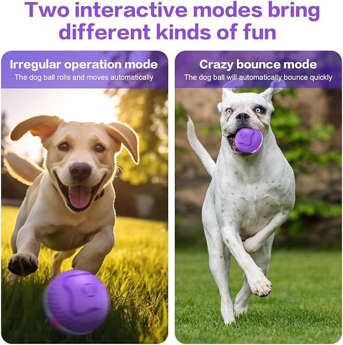 Interactive Dog Toys Ball, Automatic Rolling Toy, Lively pet Ball for Medium/Large Dogs to Relieve Boredom, Activated Automatic Motion Dog Balls Toy with LED Flash, USB Rechargeable