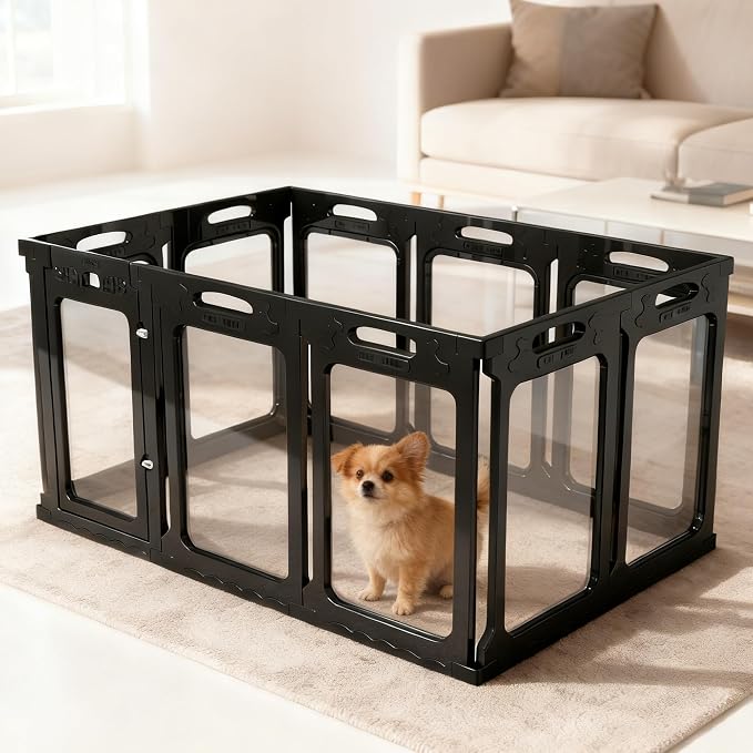 Clear Dog Playpen Extension Panels, 2 Pack, Height 30 inch, Black