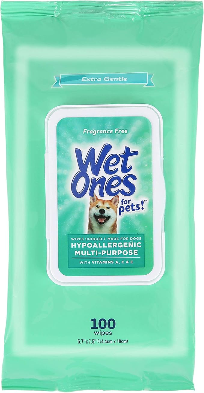 Wet Ones for Pets Hypoallergenic Multipurpose Grooming Wipes with Vitamins, 100 Count