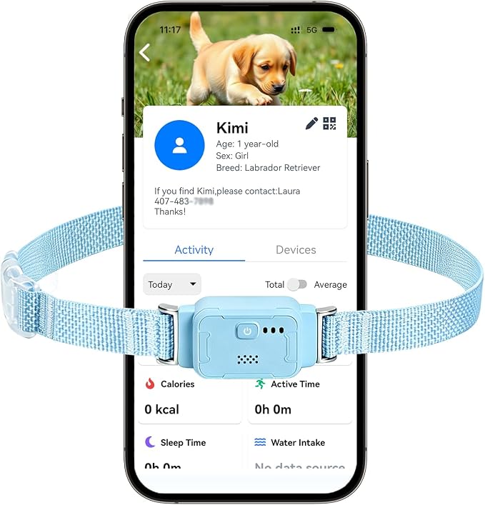 GPS Dog Collar, Wireless Pet Fence & GPS Pet Tracker Blue | GPS dog collar with app control, wireless pet fence, virtual boundaries, real-time tracking and activity monitoring，no fee.