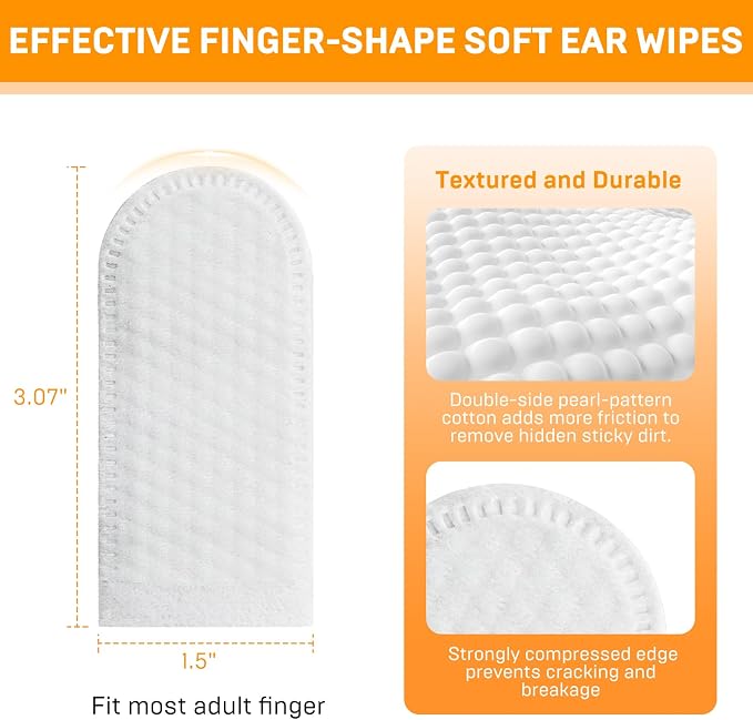 Dog Ear Wipes, Ear Cleaner Finger Wipes for Dogs & Cats