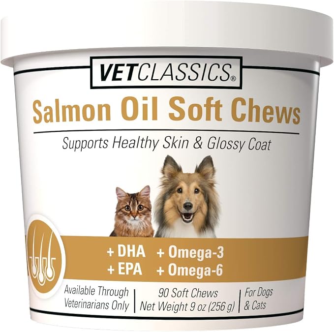 Vet Classics Salmon Oil Supplement for Dog & Cat Healthy Skin - 90 Ct