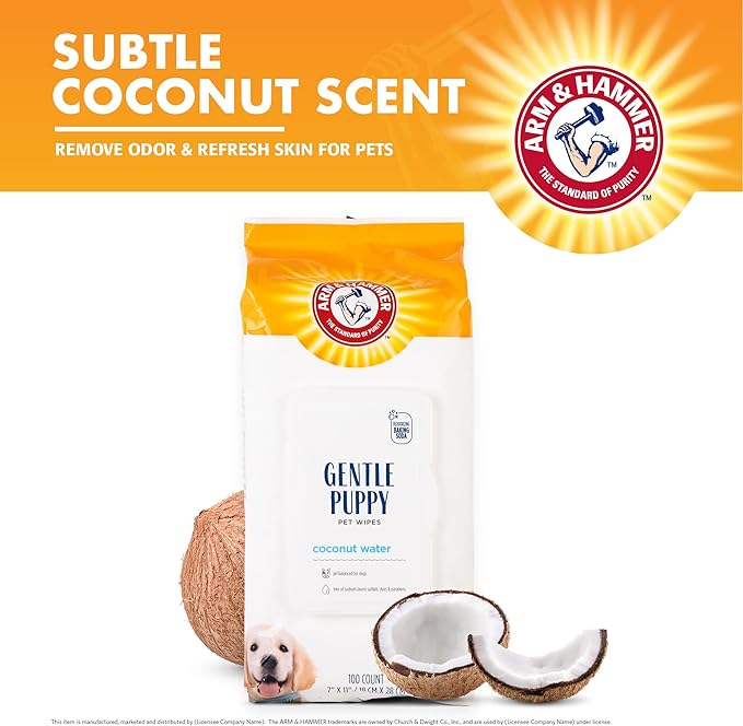 Arm & Hammer Dog Grooming Wipes with Coconut Water, 100 Count