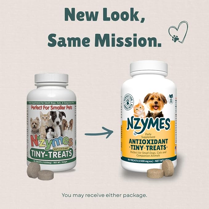 Nzymes Antioxidant Tiny Treats - for Dogs Joints, HIPS, Paralysis, Skin, Coat, Hair Loss, Aging, Digestion, Seizures - Dog Treats for Small Dogs - 90 Treats - Made in The USA