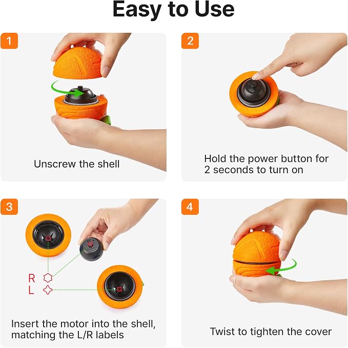 Potaroma Dog Ball with Rope Handle, Motion Activated Bouncing E-TPU Toy | Type-C Fast Charging, 3 Speed Modes, Gentle on Teeth, Medium & Large Breeds 35 lbs Up, Not for Aggressive Chewers, 3.2 Inches