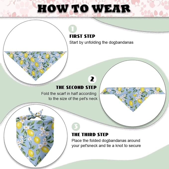 Forchrinse Lemon Dog Bandanas, One Size, Polyester, Lemon