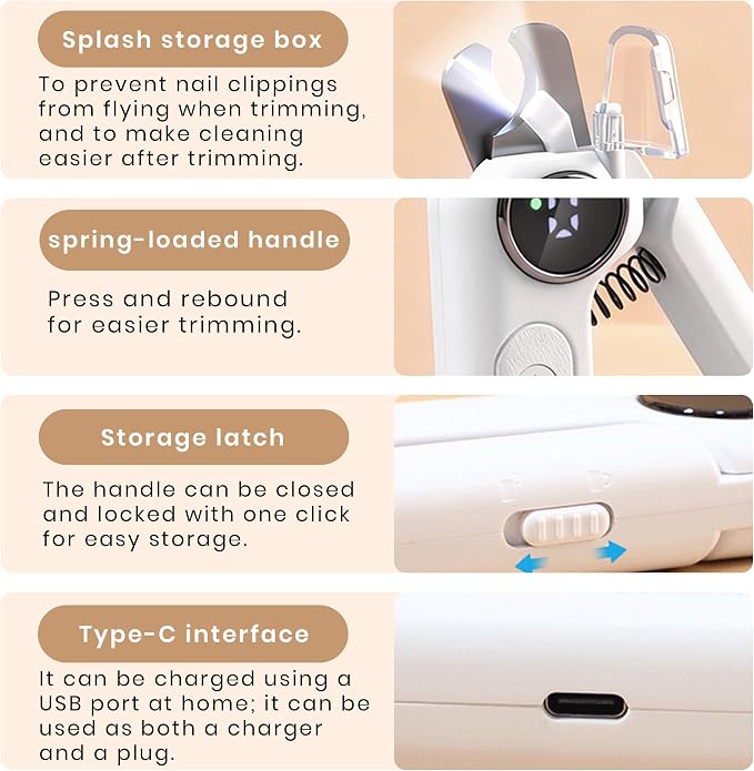 2-in-1 Dog Nail Clippers & Grinder with Light, White