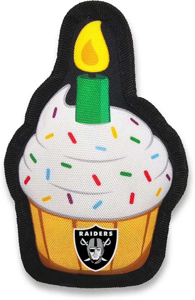 NFL LAS Vegas Raiders Dog Birthday Party Set 8pcs with 1 Football Bandana Large/X-Large, 1 Birthday Cake Toy & 6 B-Day Balloons, Dog Birthday Set, Costume, Fun Doggie Party Accesories