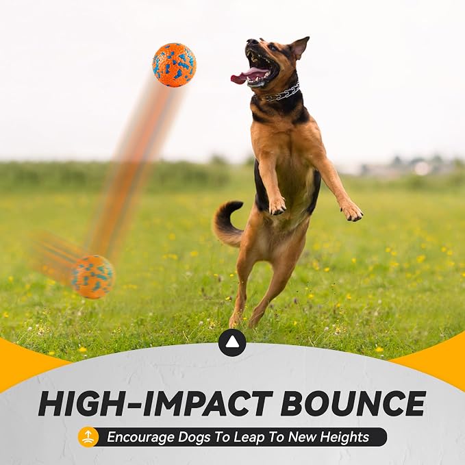 FUSOTO 2Pcs Dog Balls, Tennis Balls for Dog, Orange | Balls for Dog Aggressive Chewers, for Large Medium Small Puppy, Training Catch&Fetch, Water Floats Toys, Orange