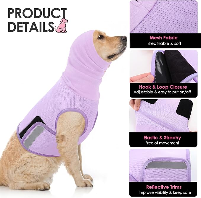 AOFITEE Large Dog Thunder Jacket, Reflective Dog Anxiety Vest with Hood