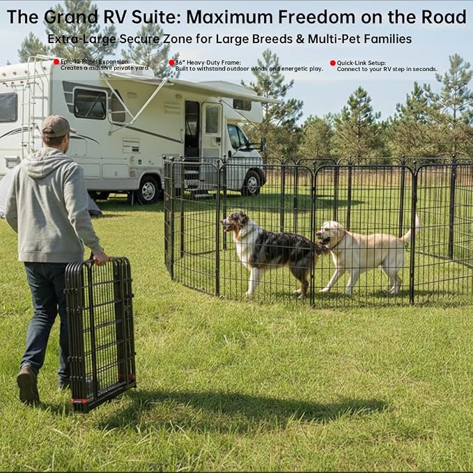 Rustproof Dog Playpen with Stakes, 36in 12 Panels