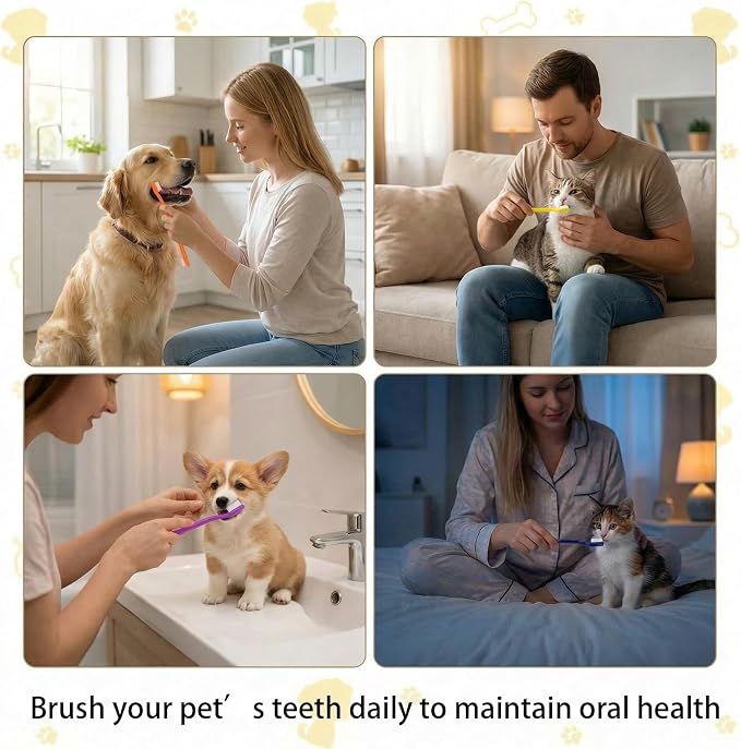 310 Pcs Dog Toothbrush Bulk, Puppy Tooth Brushing Kit, Long Handle Toothbrush, Dual Headed Dental Brushes for Cats Puppy Small Large Dogs Teeth Cleaning Oral Dental Care Supplies(12 Colors)