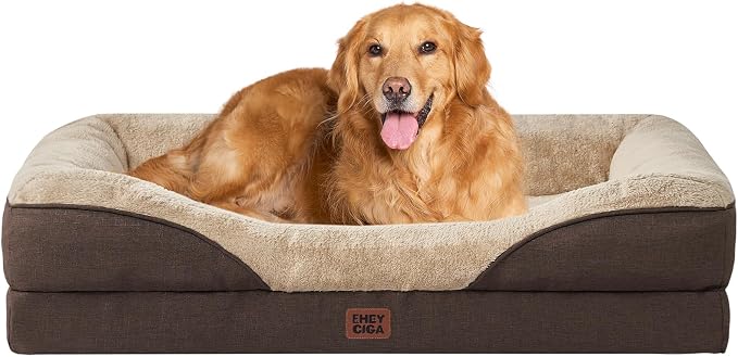 EHEYCIGA Orthopedic Memory Foam Dog Bed - XL 48x35in, Brown