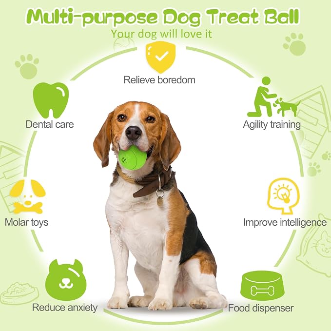 HIPPIH Dog Puzzle Toy 2 Pack, Interactive Dog Toys for Treat Dispensing | Durable Puppy Enrichment Toys, Dog Treat Ball for Teething, Slow Feeder, IQ Training, Blue-2.75'', Green-3.14''