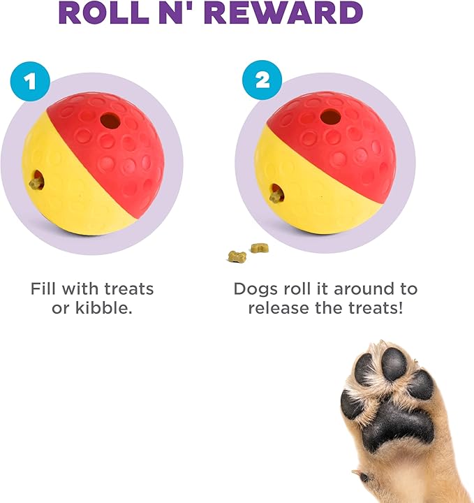 Outward Hound by Nina Ottosson Treat Tumble – Interactive Food-Dispensing Dog Puzzle Ball, Level 1 Beginner, Large, 5.8"