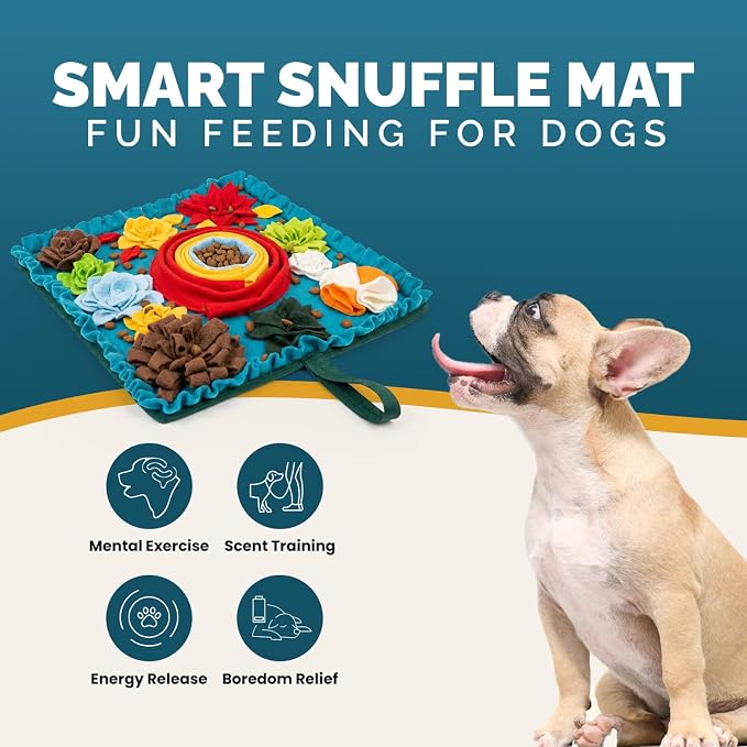PET ARENA Dog Snuffle Feeding Mat, Adjustable Nose Work Activity Toy | Encourages natural foraging, slows eating, reduces boredom, and provides mental enrichment for pets.