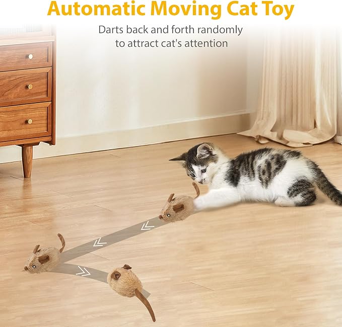 Gigwi Interactive Moving Cat Toy, USB-Charged Squeaky Mouse for Cats | Automatic Electronic Moving Kitten Toy, Upgraded 500 mAh USB Rechargeable, Perfect for Indoor Self-Play and Cat Exercise