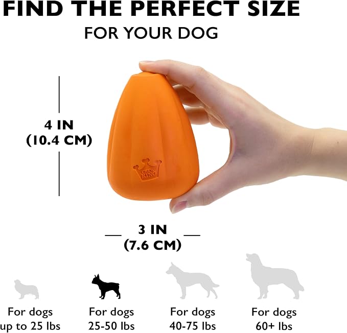 Chew King by Mammoth Large Premium Treater Dog Toy - Extremely Durable Natural Rubber Toy, Bacon Flavored Dog Treater, Dogs 25-50lbs - Orange