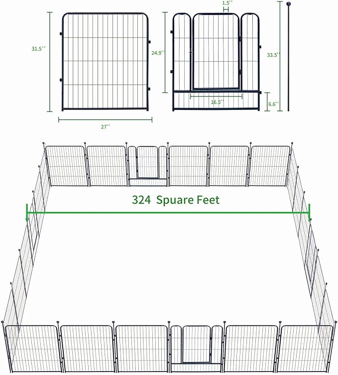 Dog Playpen,24/32/40 Inch Height in Heavy Duty,Folding Indoor Outdoor Dog Exercise Fence, Portable Pet Playpen with Door for Large Medium Dogs - Silver Gray (24 Panels, 32 inch)