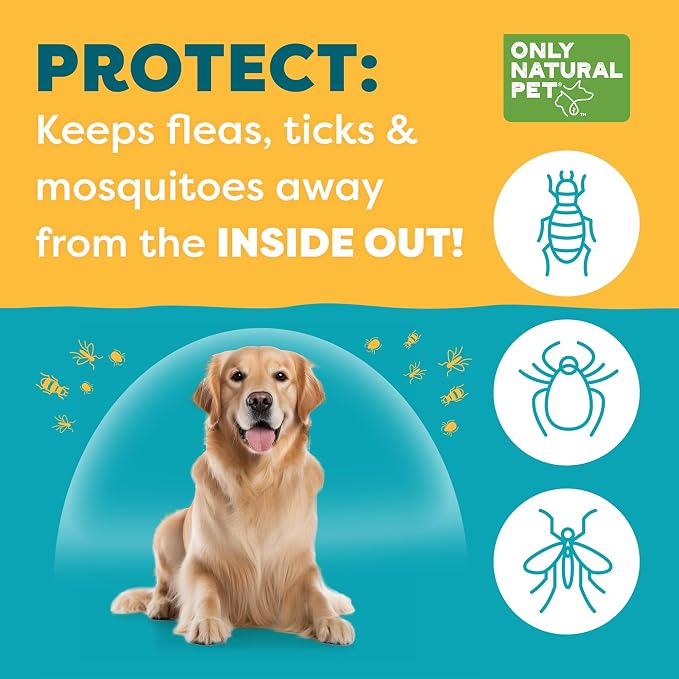 Only Natural Pet EasyDefense Barrier Bites Soft Flea Chews for Dogs - First Line of Defense Againts Fleas & Ticks, Boosts Immune System and Healthy Skin & Coat - (90 Bacon Flavored Soft Chews) 3 Pack