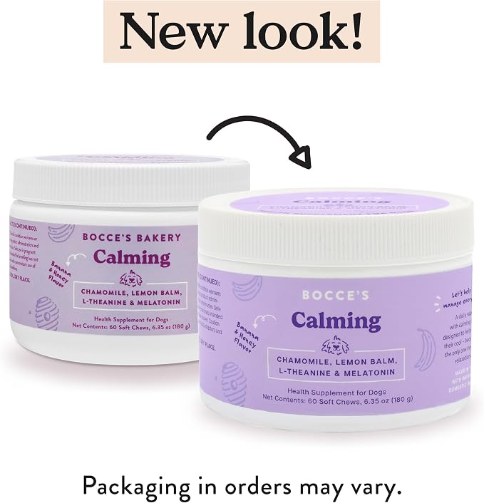 Bocce's Bakery Calming Supplement Chews, Chamomile, L-Theanine, 60-Pack, 60 ct