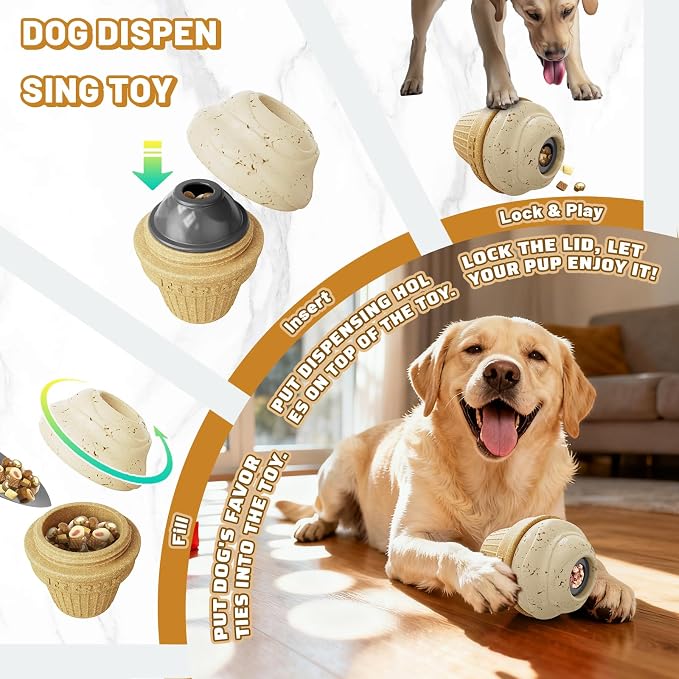 Indestructible Frozen Treat Dispenser Dog Chew Toy | Interactive Enrichment Dog Toy for Small Medium Large Dogs.Dog Puzzle Toy for Indoor Outdoor Play