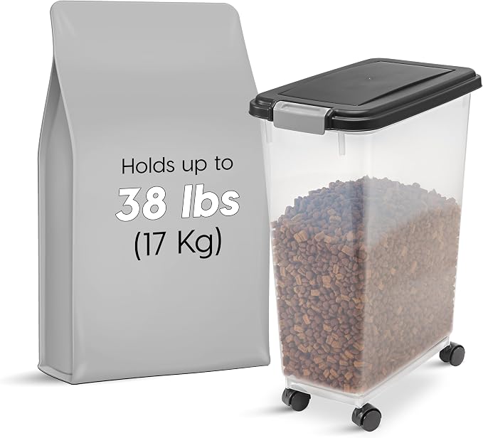 IRIS USA Dog Food Storage Container, Up to 38 lbs, Black