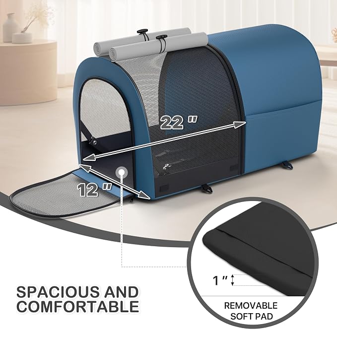 MoNiBloom Double Pet Stroller - Navy Blue/Gray, 4 Wheels