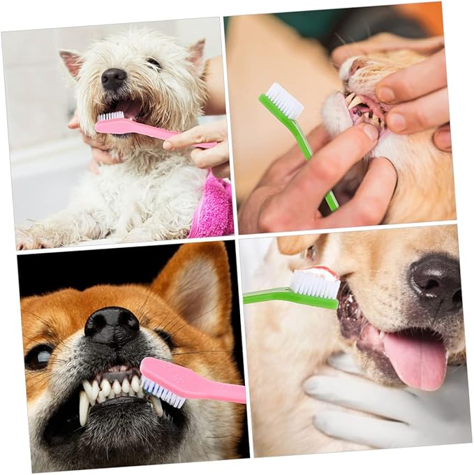 POPETPOP 12pcs Dual- Dog Toothbrush for Pet Oral Care Soft Bristles for Comfortable Teeth Cleaning Suitable for Dogs and Puppies Multi-Color Options