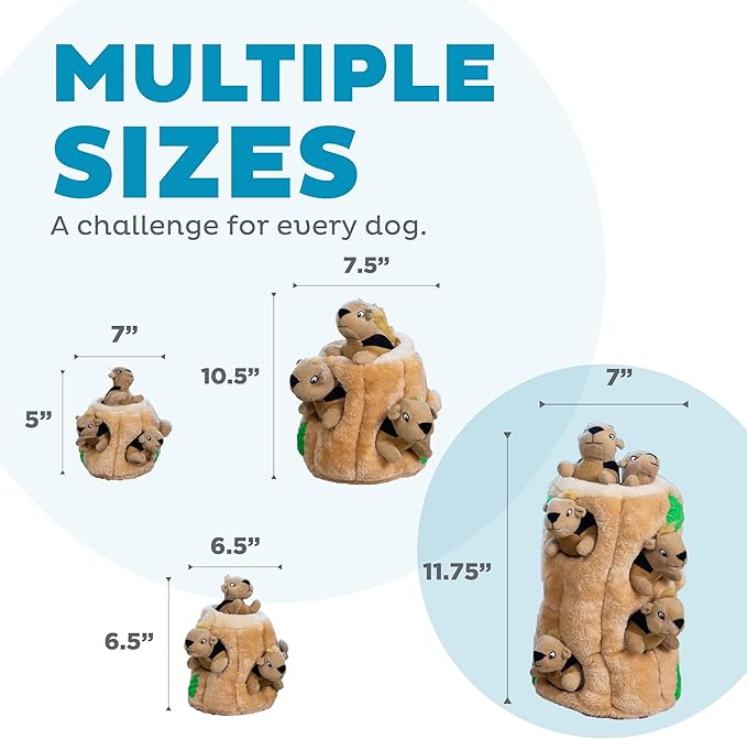 Outward Hound Hide-A-Squirrel Dog Toy – Interactive 2‑in‑1 Plush Puzzle with 6 Squeaky Removable Squirrels, X Large (Pack of 8)