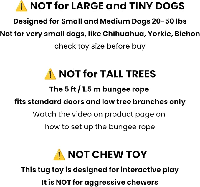 Dog Door Bungee Tug Toy, 4 Pieces, Small Medium Dogs 20 to 50lbs | 5ft Bungee Rope, Indoor & Outdoor Hanging, Tree Tether Rope for Yard, Spring Pole, Interactive, Tug of War, Ball