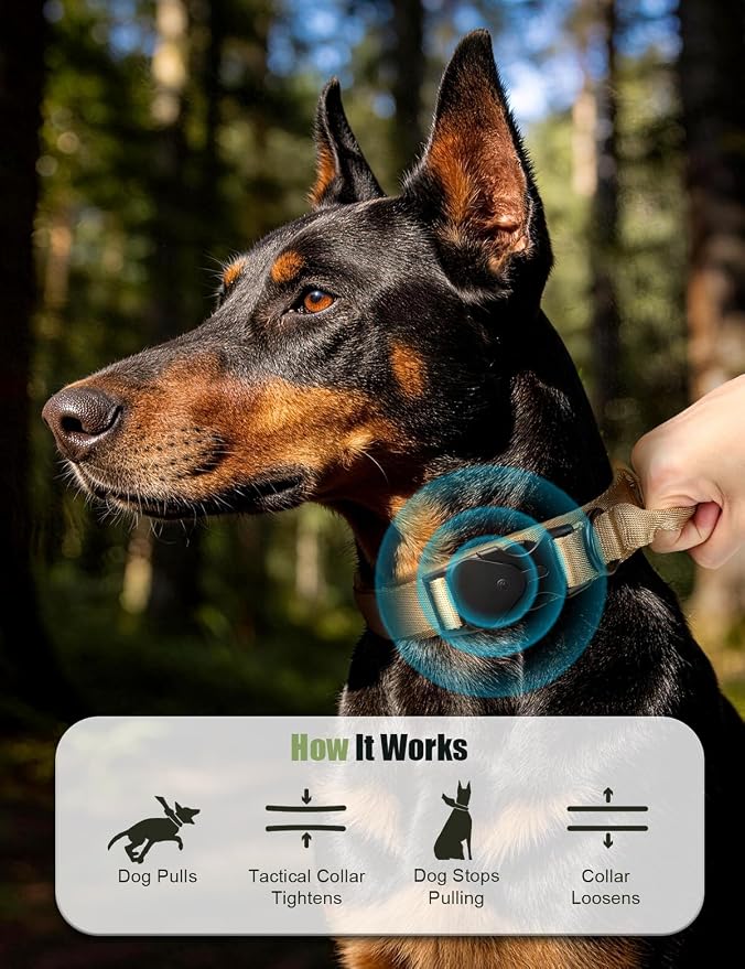 Tactical AirTag Dog Collar, No Monthly Fee Anti-Lost Collar, Only iOS, M | Built-in GPS module, Apple Find My compatible, adjustable fit, durable tactical design, Waterproof, soft padded lining