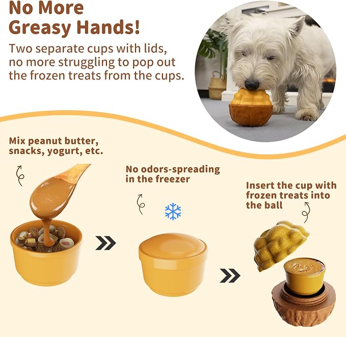 Frozen Treat Interactive Dog Toys for Aggressive Chewers | No Oil Needed/Smooth Screwing Freezable Dog Puzzle Treat Dispensing Toy to Keep Them Busy for Small Medium Large Breeds