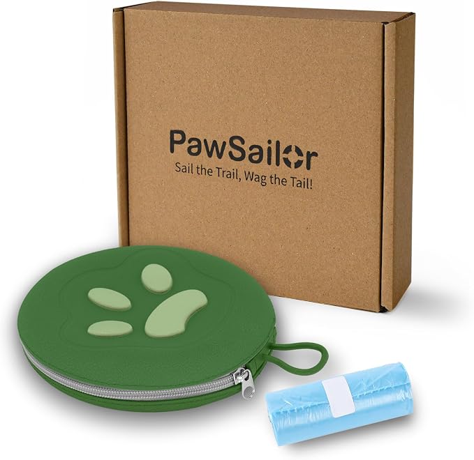 Collapsible Dog Bowls, 2-in-1 Double Bowl, 25oz, Green