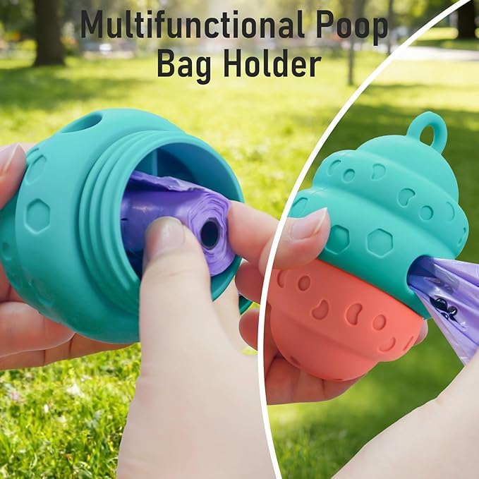 Dog Treat Dispensing Toy, Silicone Puppy Food Dispenser for Small Medium Dogs Puzzle Feeder Ball Interactive Toys & Enrichment Mental Stimulation Topple Outdoor Training Travel Honeycomb Green & Red