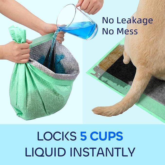 Pawtasy Charcoal Dog Pee Pads XXL, 30 Count,28" x 34" Extra Large Disposable Puppy Training Pads with Bamboo Charcoal Odor Control, 5-Layer Super Absorbent & Leak-Proof Pet Potty Pads for Dogs, Cats