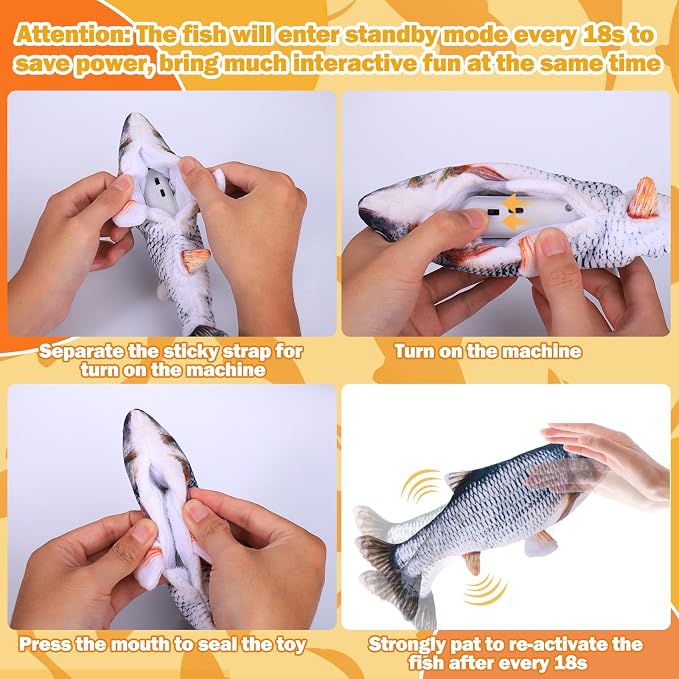 Mity rain Interactive Dog Toys Fish | Keeps Small, Medium & Large Dogs Busy Indoors & Outdoors - Rechargeable, Plush & Squeaky