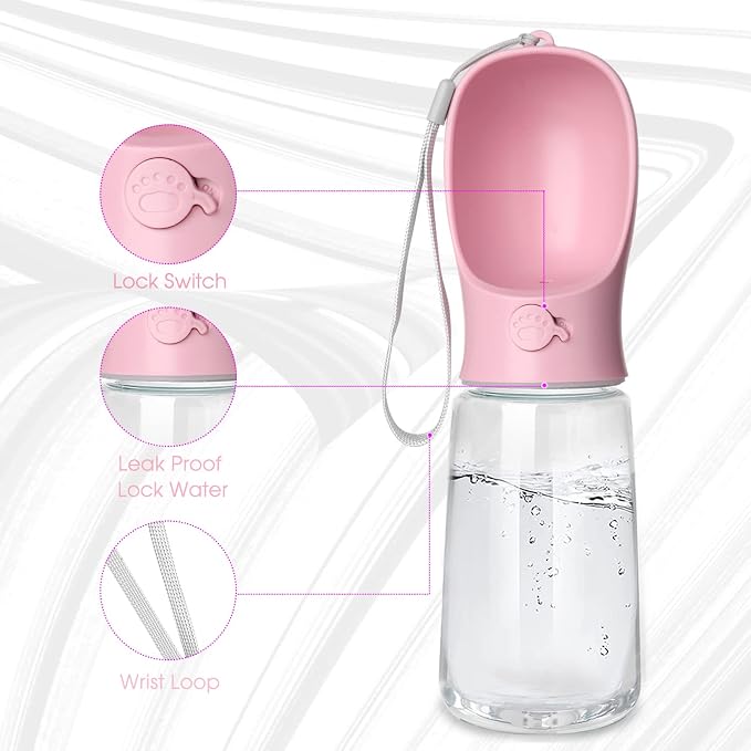 Kalimdor Dog Water Bottle, 19oz, Pink