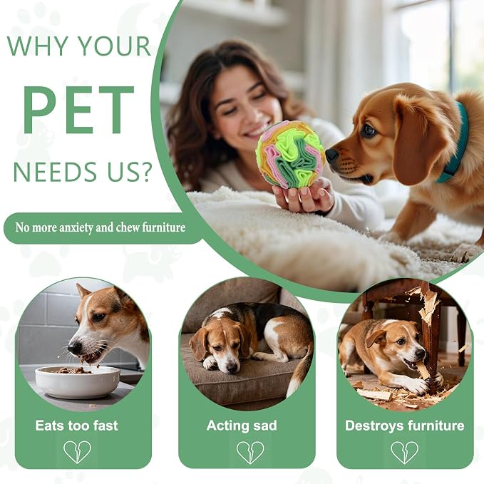 Vibrant Snuffle Ball for Dogs, Playful Color-Mix Slow Feeder Toy, Eye-Catching Interactive Puzzle for Mental Enrichment, Indoor Fun for Small Medium Large Dogs