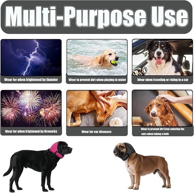 Dog Ear Muffs Noise Protection, Dog Ear Covers for Bath, Dog Quiet Ear Wrap, Waterproof Dog Calming Hoodie for Hematoma, Bathing, Drying, Swim& Noise Anxiety Relief