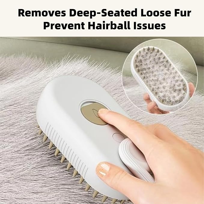 2026 New 3-in-1 Pet Steam Grooming Brush, Professional Cat & Dog Steam Brush for Massaging, Deep Cleaning & Shedding Hair Removal, Rechargeable Anti-Static Comb with HEPA Filter (Khaki)