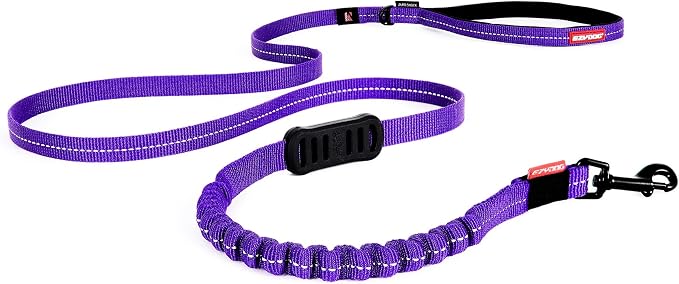 EzyDog Zero Shock Lite - Bungee Dog Leash, for Small Dogs - 72", Purple | Shock Absorbing, Padded Neoprene Grip, Reflective Stitching, Strong for Pullers, .5" Soft Touch Webbing for Durability