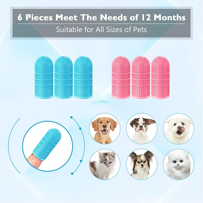 Petiepaw Dog Toothbrush,Dog Finger Toothbrush for Dog Teeth Cleaning,Dog/Puppy Tooth Brushing Kit,Cat Toothbrush with Full Surround Bristles,Finger Toothbrush for Dogs/Cats