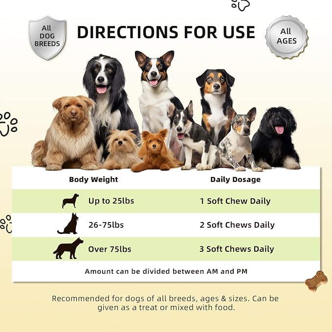 24-in-1 Dog Multivitamin Chews - Bone Shape, Duck Flavor - with Biotin, Taurine & Prebiotic FOS for Skin, Coat, Heart, Gut & Joint Support - for Puppies, Adults & Senior Dogs (120 Soft Chews)