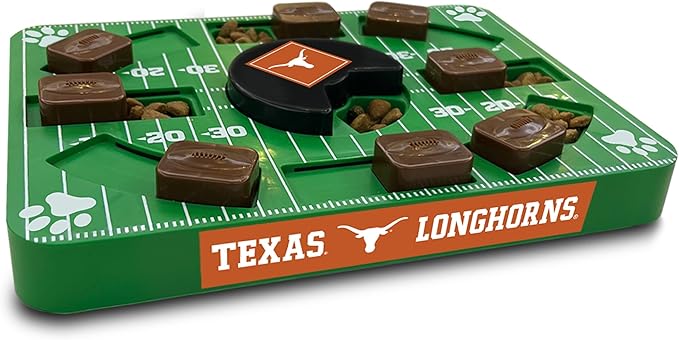 NCAA Puzzle Toy Slow Feeder, Puzzle Treat Dog Toy, Interactive Dog Treat Toy, Dog Puzzle Feeding Slow Toy (Texas Longhorns)