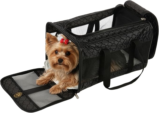 Sherpa Pet Carrier, Spring Wire Frame, Airline Approved, Black Lattice, Large