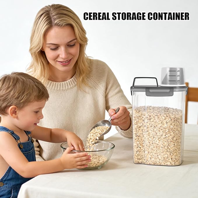 2 Pack 3 Lbs Pet Dog Cat Food Bird Seed Storage Containers for Travel -Grey
