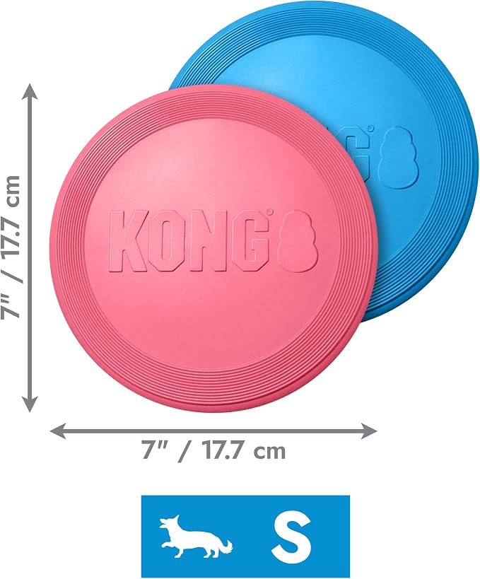 KONG Puppy Flyer, Soft Rubber Flying Disc, for Small Puppies, Random Color | Soft Gentle Rubber Flying Disc Made for Growing Puppies, Great for Easy Fetch & Active Outdoor Playtime