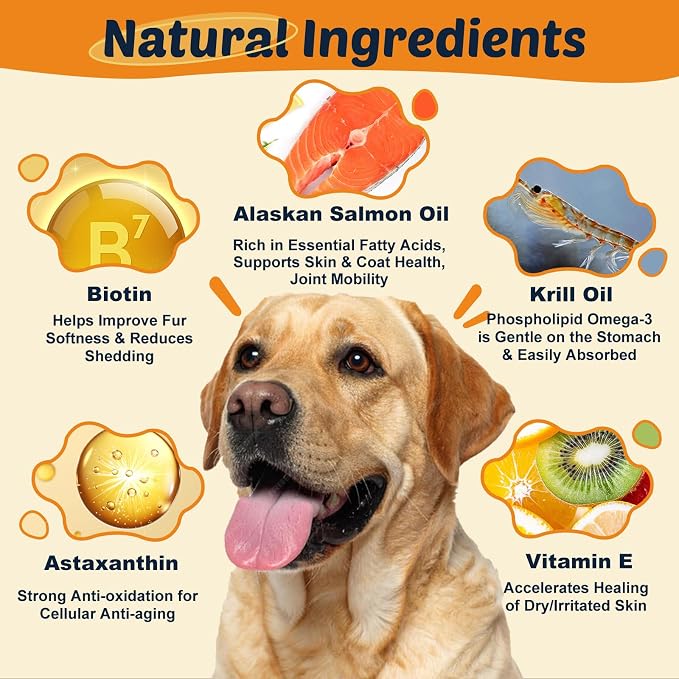 DRFOSTER Omega 3 Salmon Oil for Dogs, EPA & DHA, Skin & Coat, 120 Chews